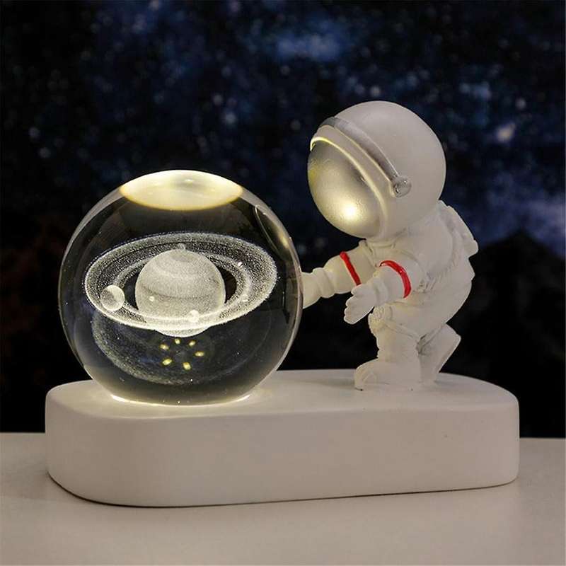 Night Light,Astronaut'S Starry Walk Crystal Ball Night Light,USB Link,Holiday and Anniversary Gifts