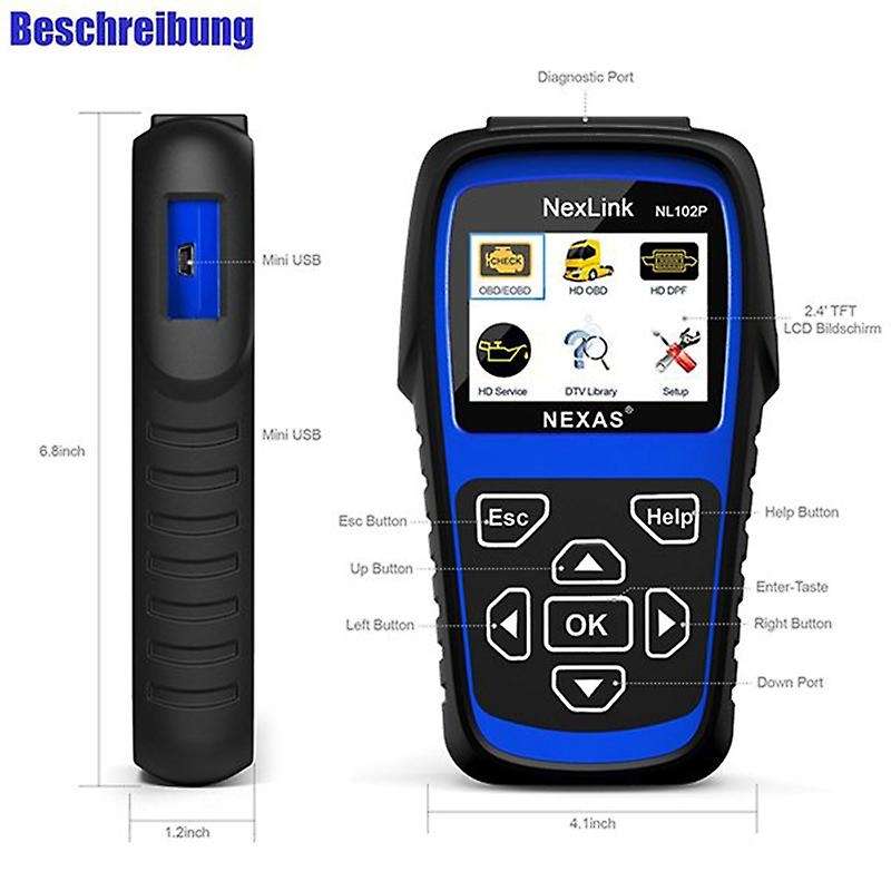 Nl102P Heavy Duty Truck Diagnostic Scanner Car Code Reader Dpf Oilreset