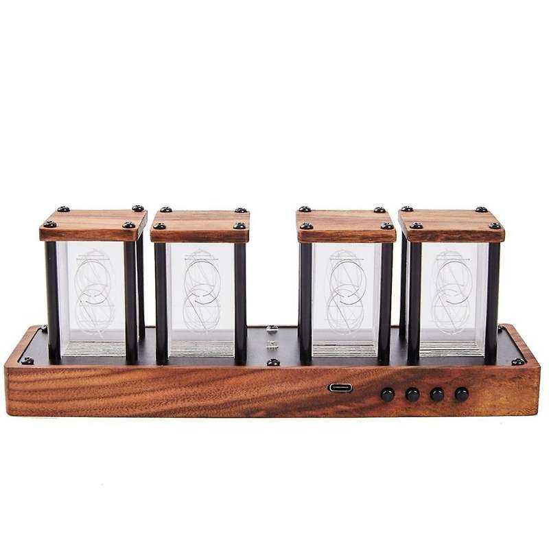 Nixie Tube Clock Walnut Digital Clock, Support Wi-fi Time Calibration, Alarm and 12/24h Display, No