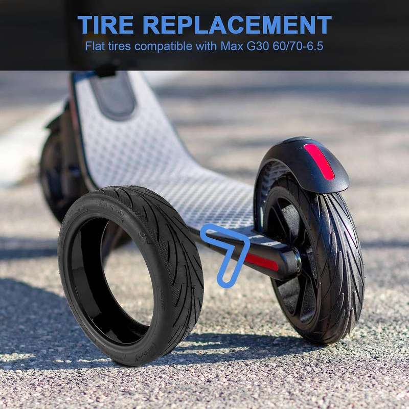 No Explode Proof Tire Compatible for Max G30 60/70-6.5 Black Vacuum Tire with Valve