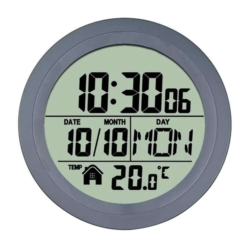 No Punching Suction Cup Clock Home Waterproof Bathroom Kitchen Clock Lcd Digital Display Clock Temp