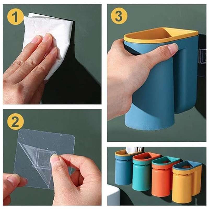 No Punching Mouthwash Cup Toothbrush Cup Wall Hanging Bathroom Storage Box Upside Down Drain