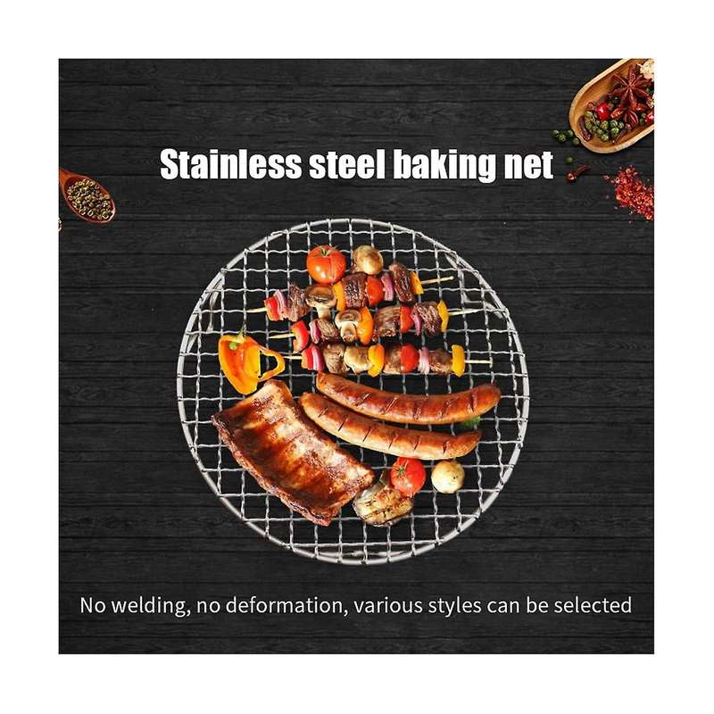 Non Stick Bbq Mesh with Legs Round Barbecue Mesh Cooking Tools Stainless Steel Baking Net Grilling M