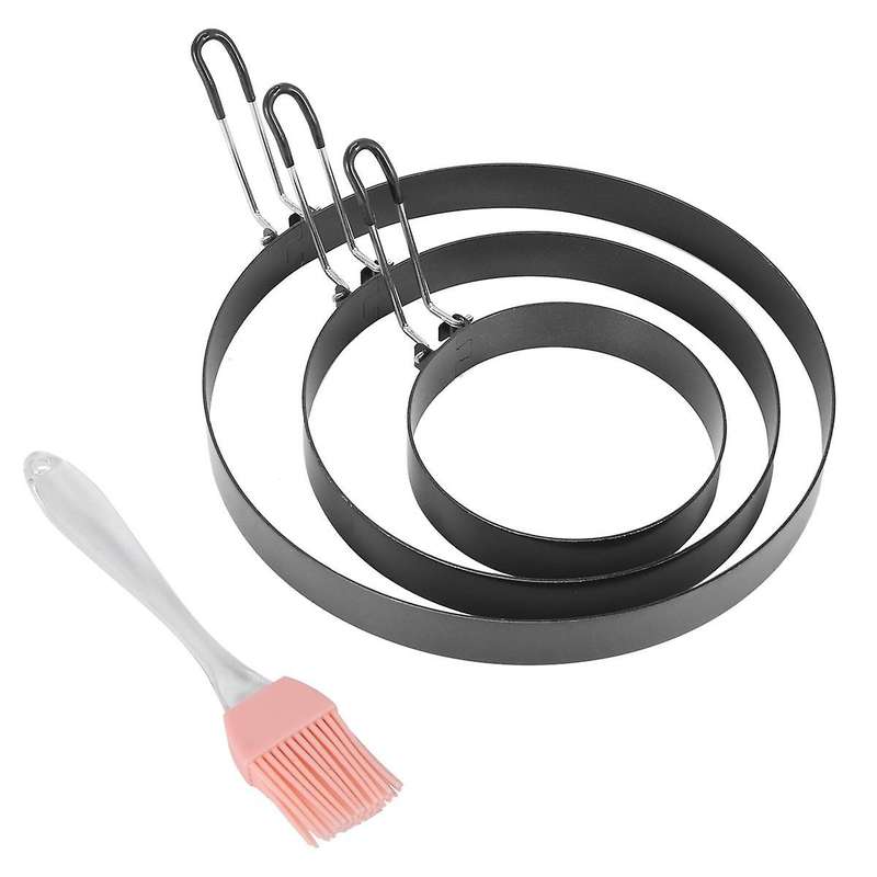 Non Stick Egg Rings,4 In&6 In&8 In Pancake Rings,fried Egg Poacher Egg Cooking Mold with Oil Brush
