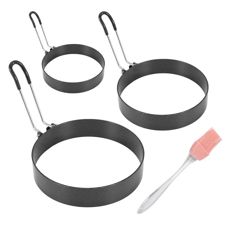 Non Stick Egg Rings,4 In&6 In&8 In Pancake Rings,fried Egg Poacher Egg Cooking Mold with Oil Brush