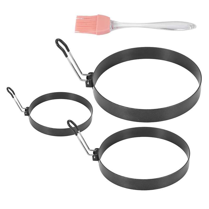 Non Stick Egg Rings,4 In&6 In&8 In Pancake Rings,fried Egg Poacher Egg Cooking Mold with Oil Brush