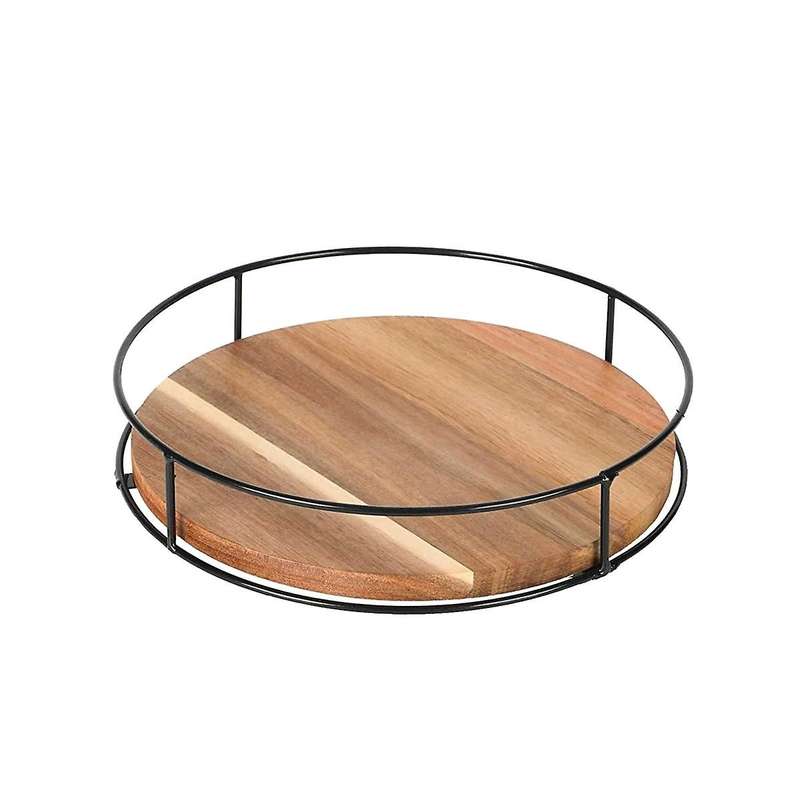 Non-skid Wood Turntable Organizer for Cabinet, Pantry, Kitchen Countertop, Refrigerator, Spice Rack,