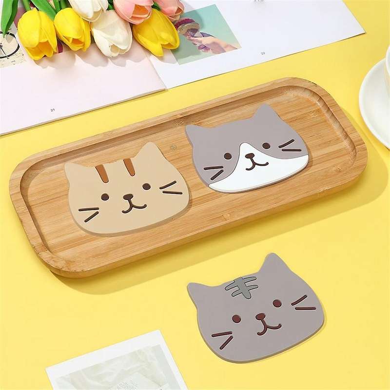 Non-Slip Cat Shaped Cup Mat Holder Coffee Tea Drinks Cartoon Coaster Hot Drink Stand Kitchen Insulat