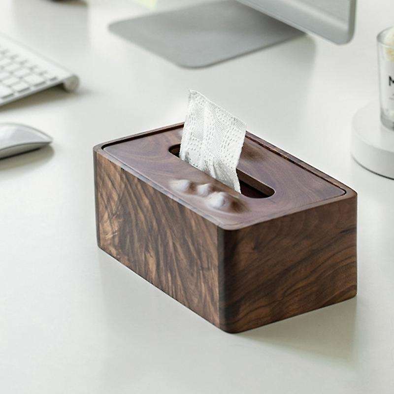 Nordic Black Walnut Paper Box,Solid Wood Tissue Box,Japanese Living Room Wooden Multifunctional Stor