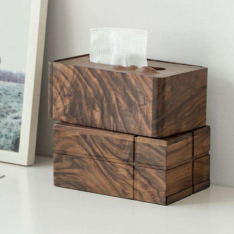Nordic Black Walnut Paper Box,Solid Wood Tissue Box,Japanese Living Room Wooden Multifunctional Stor