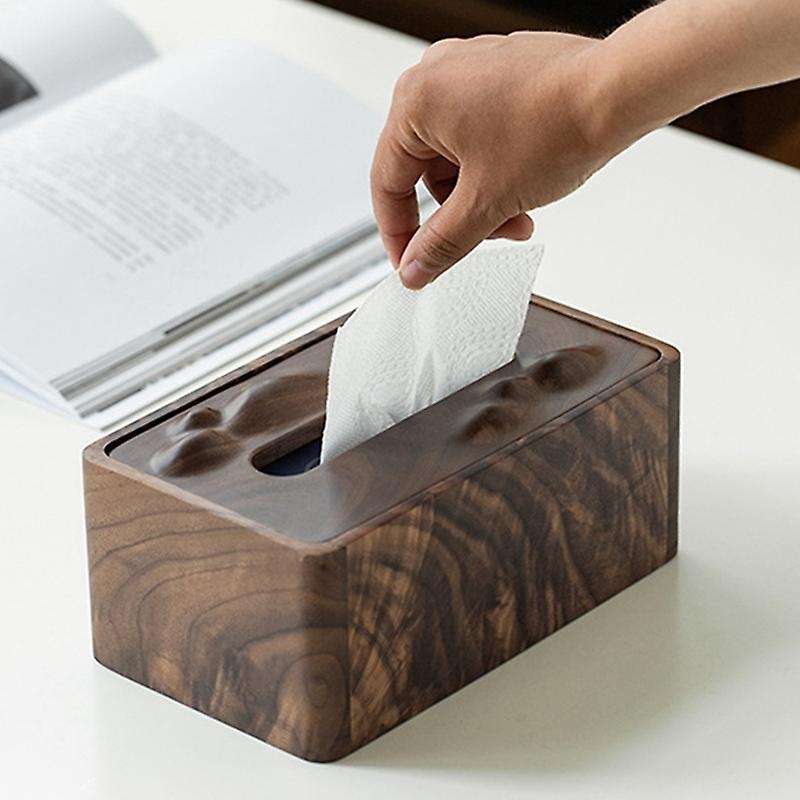 Nordic Black Walnut Paper Box,Solid Wood Tissue Box,Japanese Living Room Wooden Multifunctional Stor