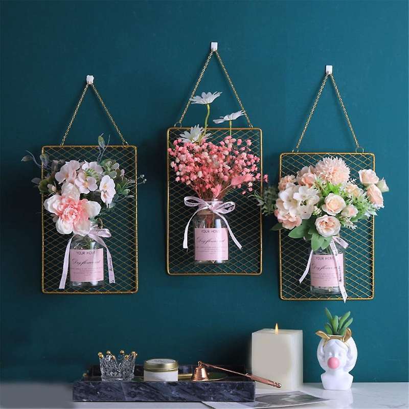 Nordic Beautiful Room Wall Decor Home Decor Accessory Hanging Vase Wall Pendants Craft Gift Grid Han