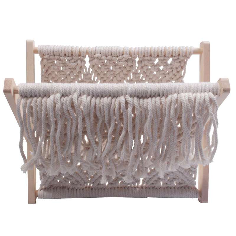 Nordic Cotton Woven Basket Boho Macrame Rack Desktop Book Shelf Photo Prop