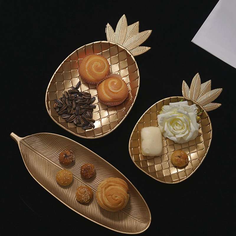 Nordic Decorative Tray Gold Leaf ShapeTray Jewelry Pallet Fruit Snack Dish Table Decoration Storage