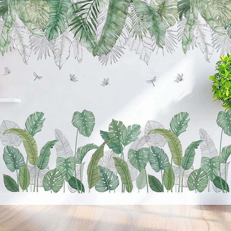 Nordic Green Leaf Weed Wall Sticker for Bedroom Living Room Decor 3D Tile Stickers Wall Decals Wall