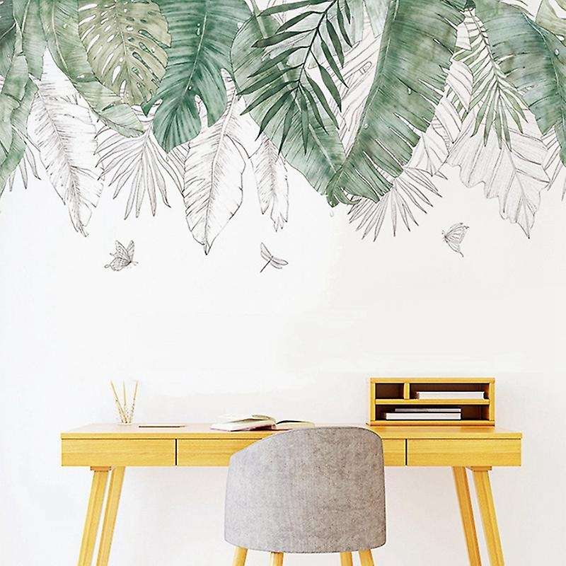 Nordic Green Leaf Weed Wall Sticker for Bedroom Living Room Decor 3D Tile Stickers Wall Decals Wall