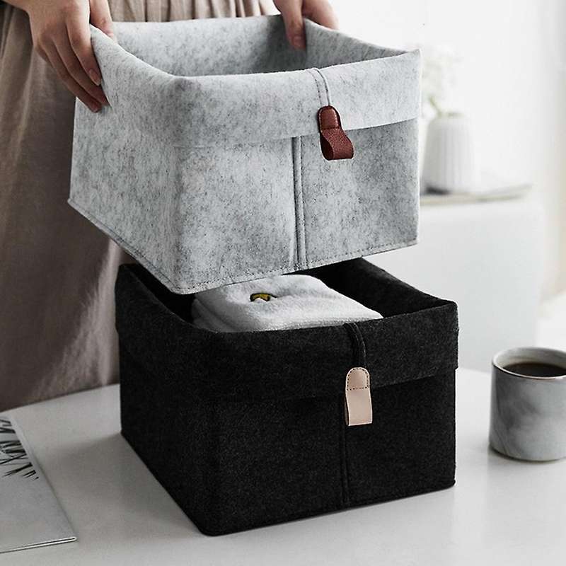 Nordic Felt Storage Basket Living Room Tea Table Sundries Storage Basket Cloth Felt Storage Box Bedr