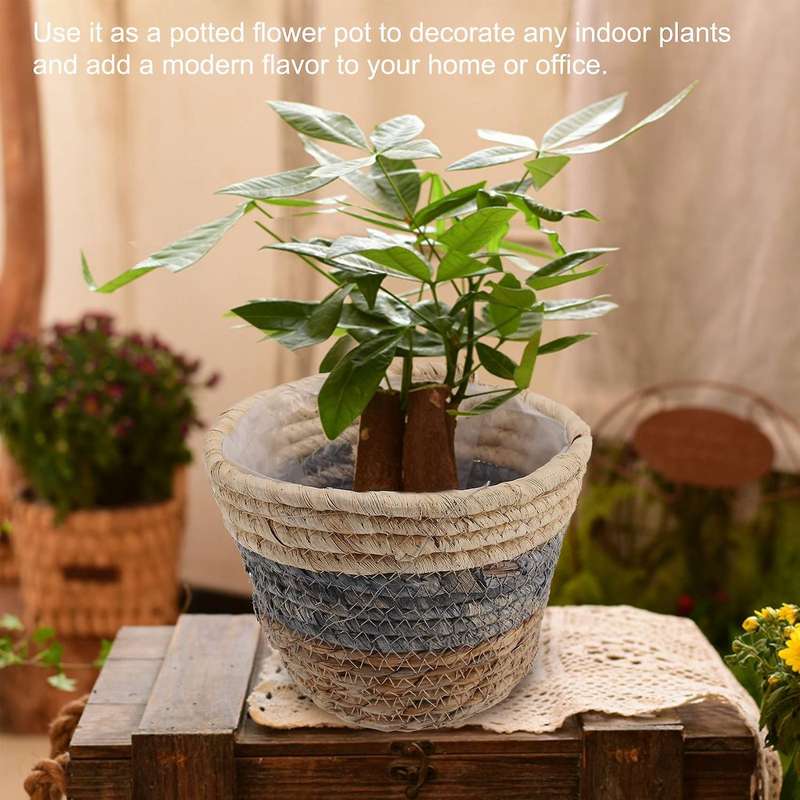 Nordic Handmade Seagrass Storage Basket Indoor Outdoor Flower Pot Plant Container Home Living Room