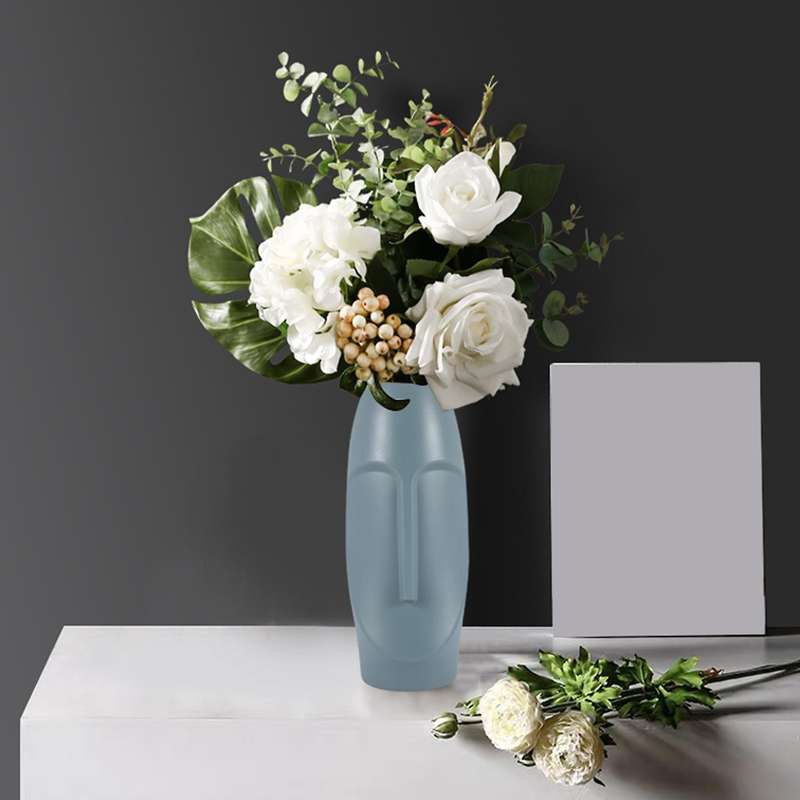 Nordic Minimalist Pe Abstract Vase Human Face Creative Display Room Decorative Figue Head Shape Vas