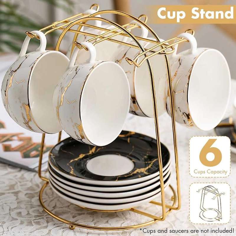Nordic Home Kitchen Tabletop Coffee Mug Holder 6 Cups Stand Gold Metal Cups Holders Rack Drain Orga