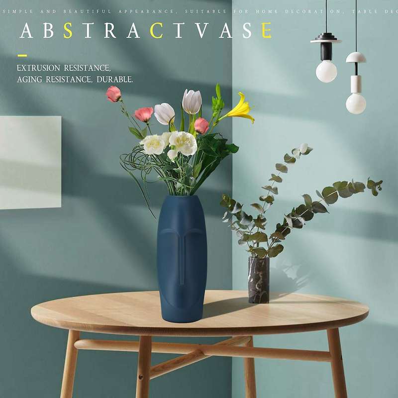 Nordic Minimalist PE Abstract Vase Human Face Creative Display Room Decorative Figue Head Shape Vas