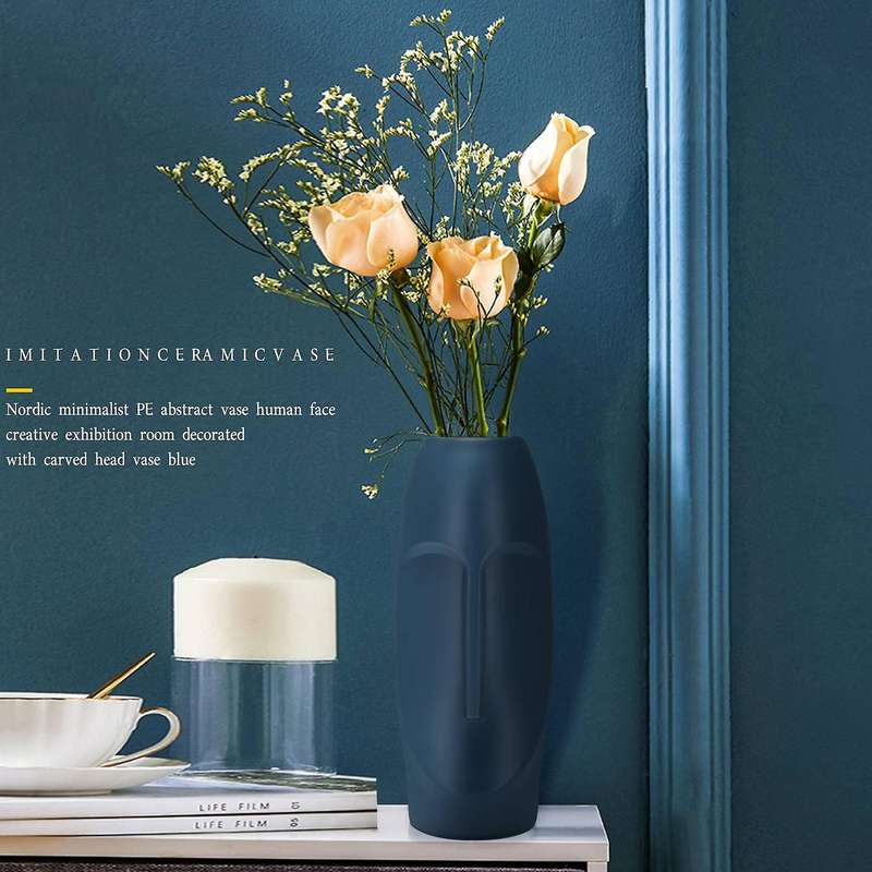 Nordic Minimalist PE Abstract Vase Human Face Creative Display Room Decorative Figue Head Shape Vas