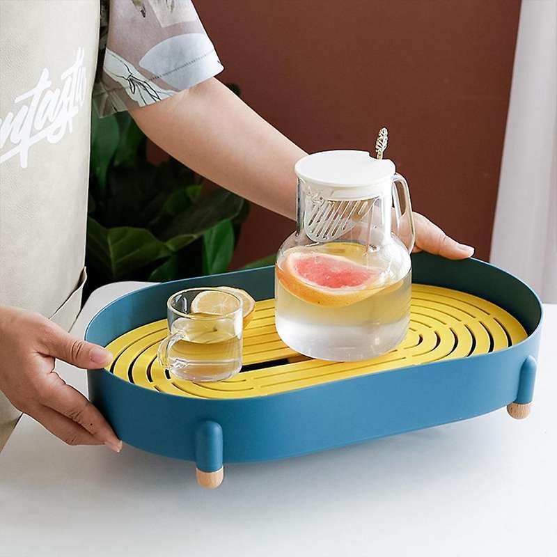 Nordic Shape Drain Basket Storage Rack Tea Dessert Tray Home Storage Shelf Kitchen Tool for Fruit V
