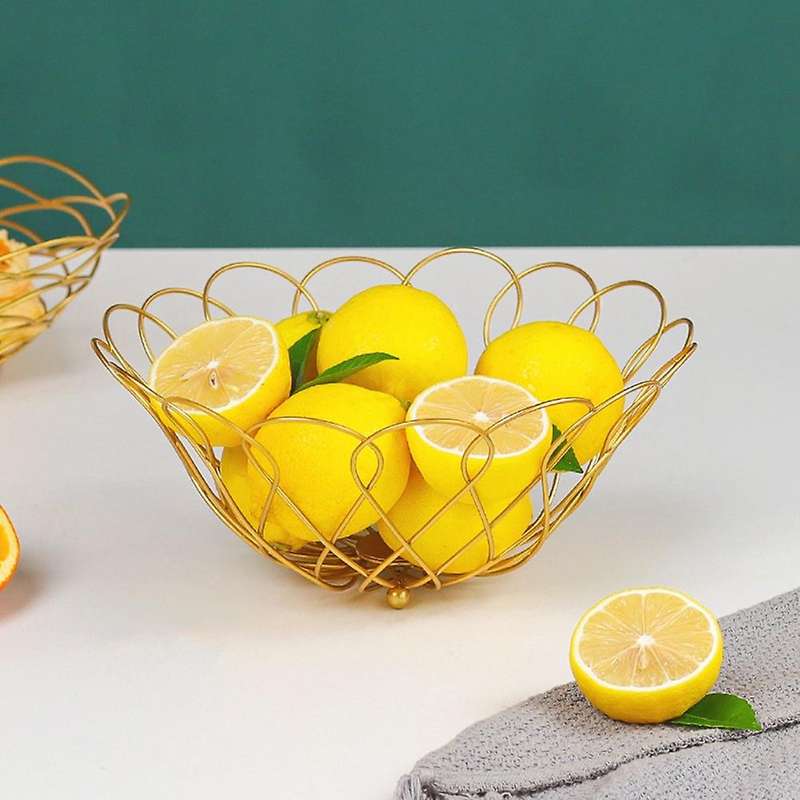 Nordic Style Iron Fruit Basket Luxury Multifunctional Household Snack Basket Metal Fruit Plate for K