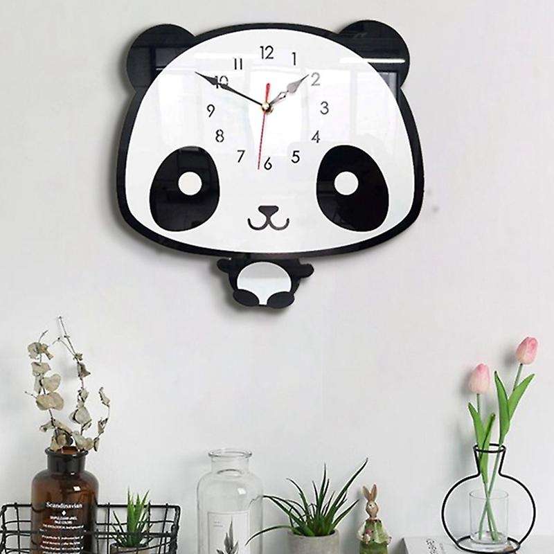 Nordic Style Panda Wall Clock Silent Wooden Clock for Room