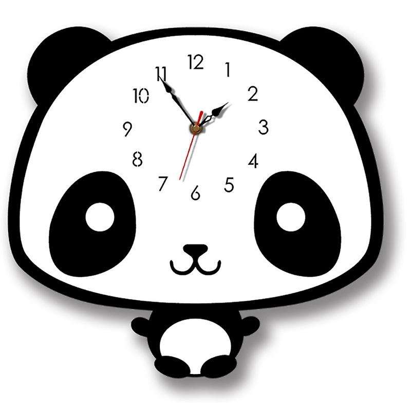 Nordic Style Panda Wall Clock Silent Wooden Clock for Room