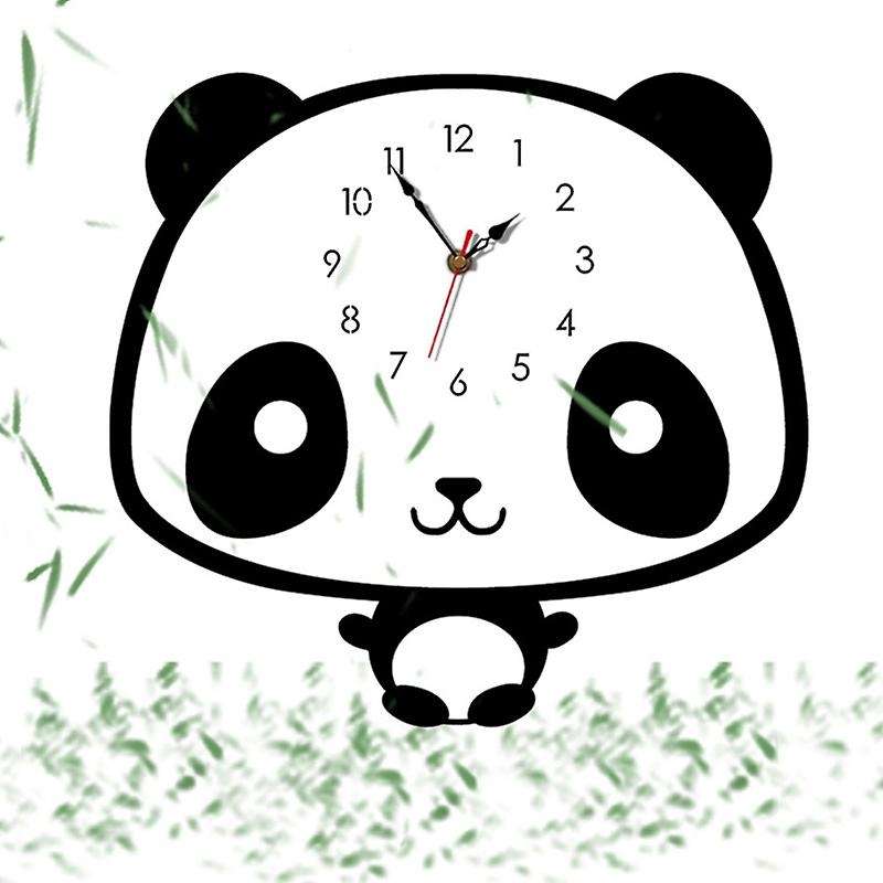 Nordic Style Panda Wall Clock Silent Wooden Clock for Room