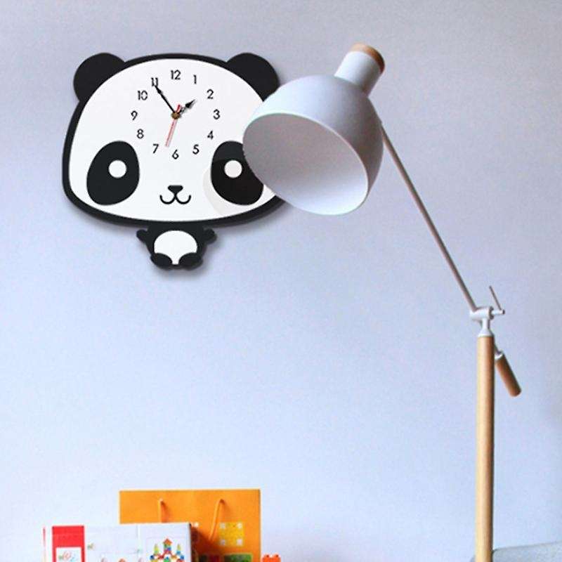 Nordic Style Panda Wall Clock Silent Wooden Clock for Room