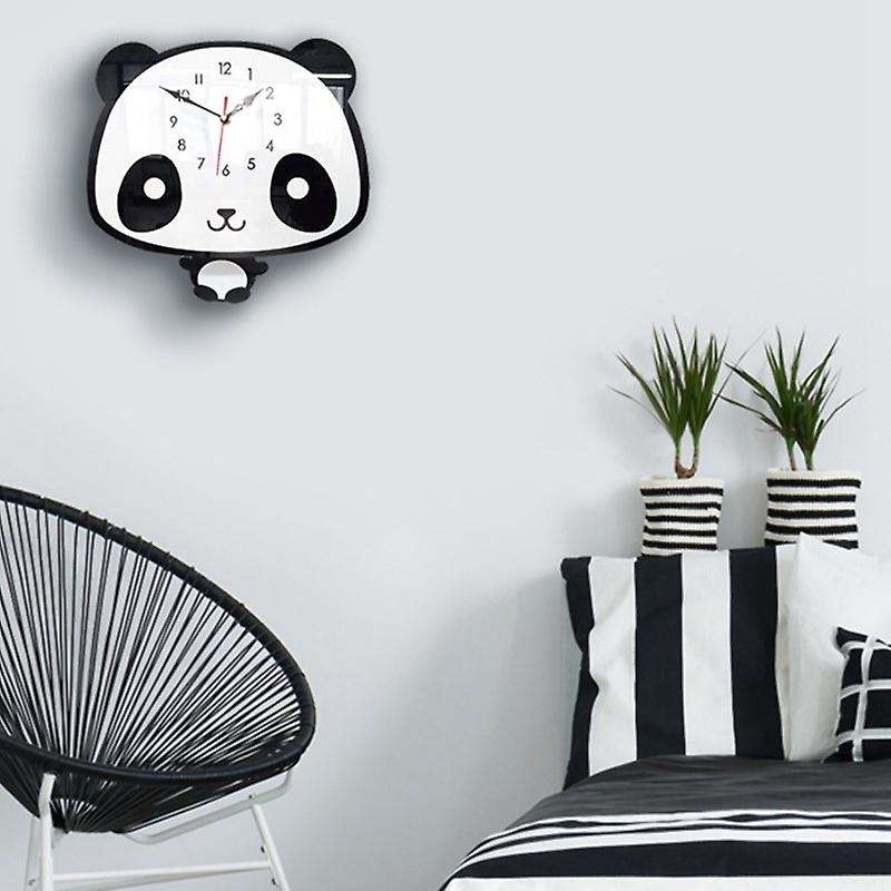 Nordic Style Panda Wall Clock Silent Wooden Clock for Room