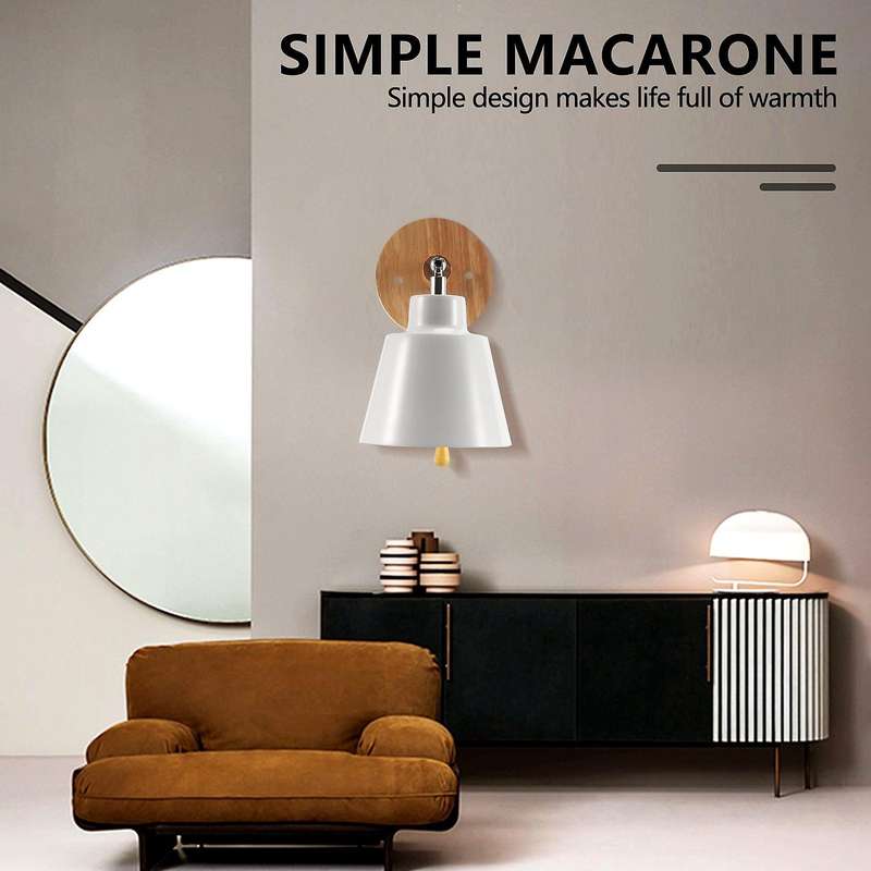 Nordic Wooden Wall Lamp Bedside Wall Lamp Sconce Wall Light for Bedroom Corridor with Zip Switch Fr