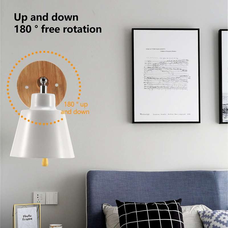 Nordic Wooden Wall Lamp Bedside Wall Lamp Sconce Wall Light for Bedroom Corridor with Zip Switch Fr