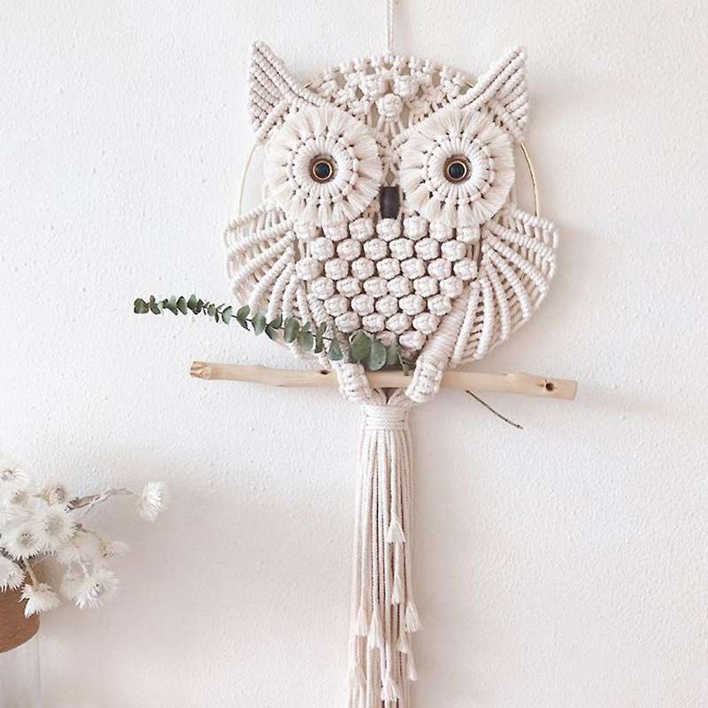 Nordic Style Owls Catchers Cotton Macrame Wall Hanging Handmade Tassels Tapestry Dreamcatcher Wind C