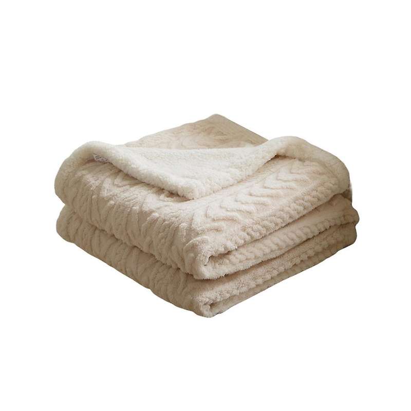 Nordic Twist Pattern Velvet Blanket Warm Winter Blanket Sofa Luxury Weighted Blanket Size Beige
