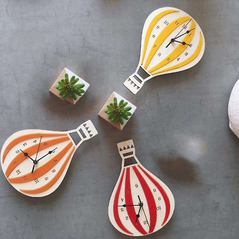 Nordic Style Cartoon Hot Air Balloon Clock Mute Clock Room Wall Clock Unique Gifts Home Decorations