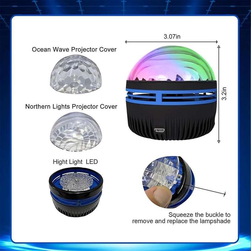 Northern Lights Projector, 2in1 Northern Lights and Ocean Waves Projector, Aurora Lights Projector,N