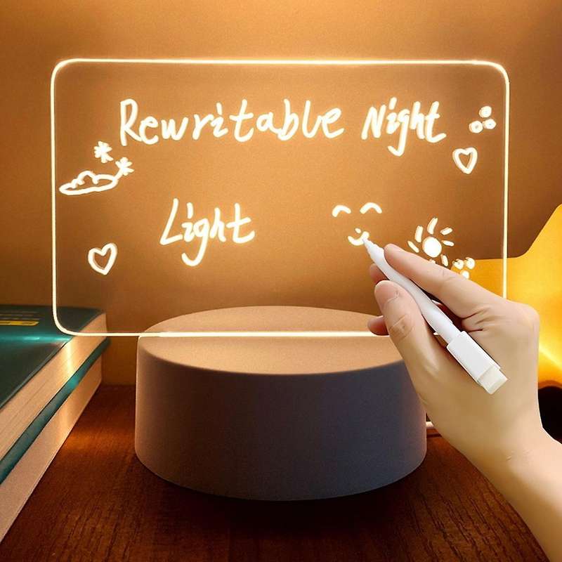 Note Board LED Night Light USB Message Board Holiday Light with Pen Gifts for Decoration Night Lamp(