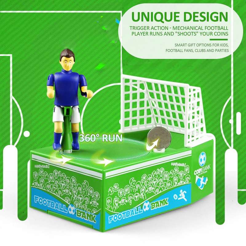 Novelty Gift Cartoon Football Savings Pot Electric Piggy Bank Soccer Player Goal Kicking Coin Bank