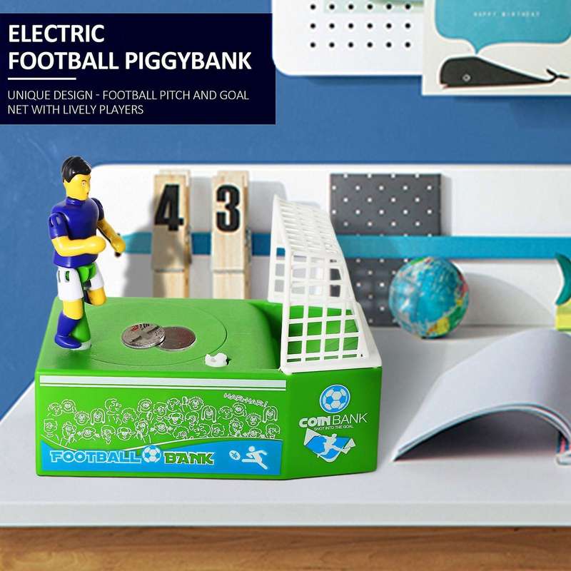 Novelty Gift Cartoon Football Savings Pot Electric Piggy Bank Soccer Player Goal Kicking Coin Bank