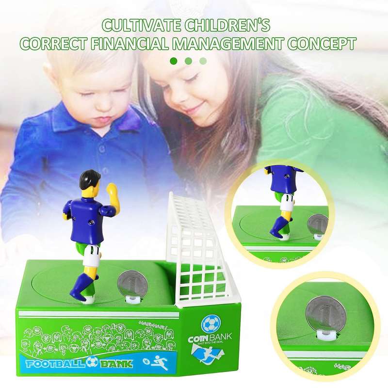 Novelty Gift Cartoon Football Savings Pot Electric Piggy Bank Soccer Player Goal Kicking Coin Bank