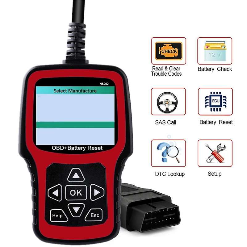 NS202 Battery Registration Tool+OBD/EOBD Diagnostic Supports 10 OBD/EOBD Test Modes for , , MINI, ,