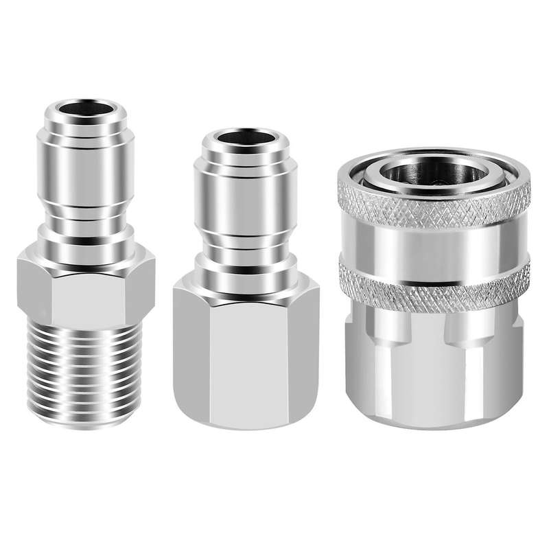 NPT 3/8 Inch Male and Female Quick Connector Kit Pressure Washer Adapter Set and 1 Pieces NPT 3/8 In