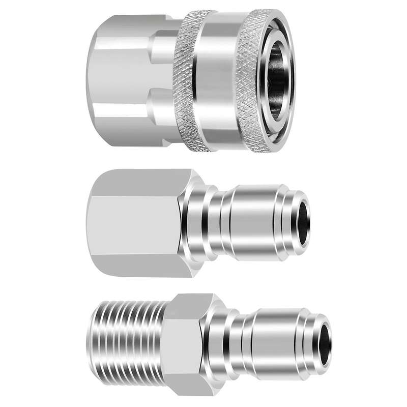 NPT 3/8 Inch Male and Female Quick Connector Kit Pressure Washer Adapter Set and 1 Pieces NPT 3/8 In