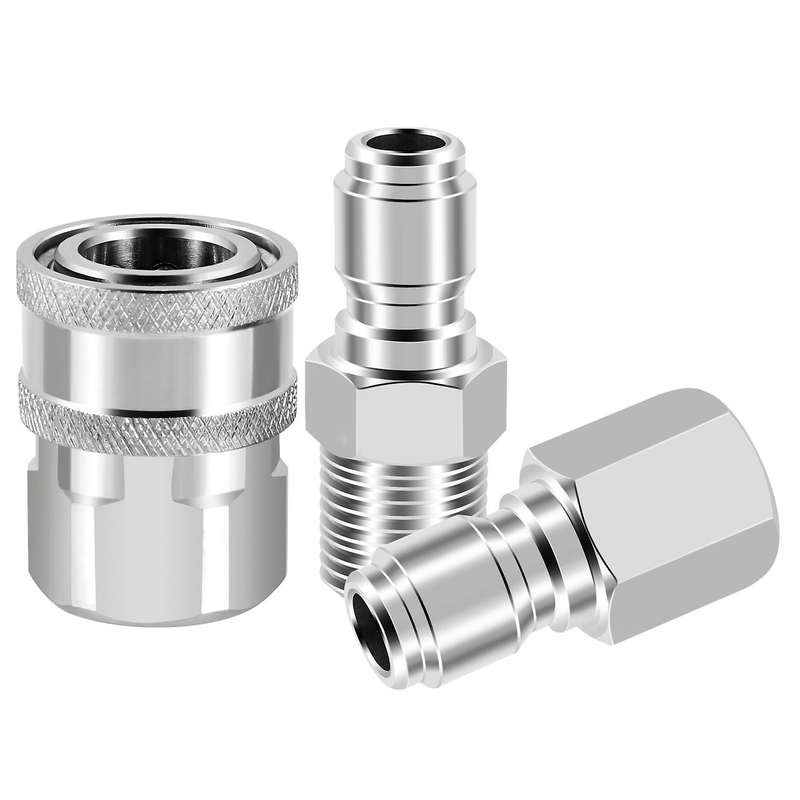 NPT 3/8 Inch Male and Female Quick Connector Kit Pressure Washer Adapter Set and 1 Pieces NPT 3/8 In