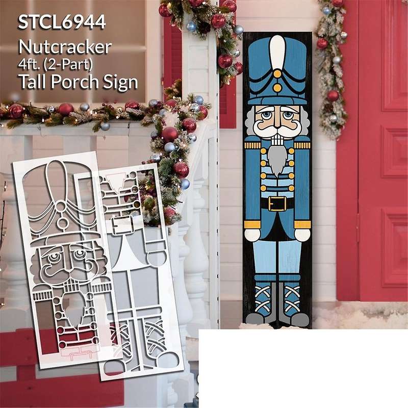 Nutcracker Tall Porch Sign Stencil Craft Diy Christmas Home Decor Yard Art Paint Reversible Wood