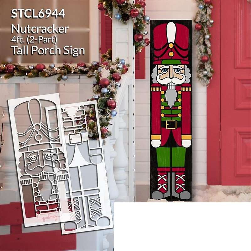 Nutcracker Tall Porch Sign Stencil Craft Diy Christmas Home Decor Yard Art Paint Reversible Wood