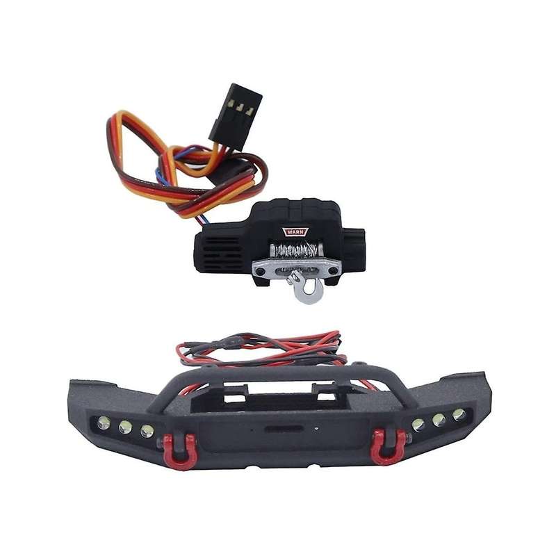 Nylon Front Bumper with Winch LED Light for TRX4M 1/18 RC Crawler Car Upgrade Parts Accessories